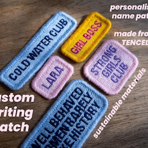 Parche de nombre personalizado, parche de escritura personalizado, TENCEL, parche de nombre, parche de nombre bordado, parche termoadhesivo, regalo de nombre sostenible, regalo ecológico