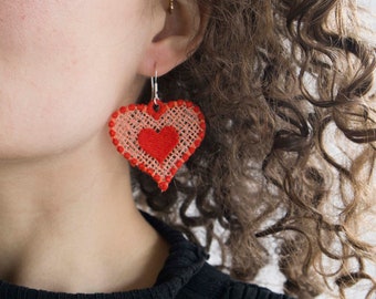 Heart Statement Earrings Valentine Gift Bridal Jewellery