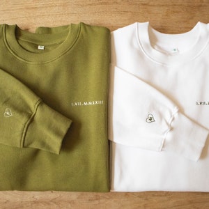 Organic Cotton Custom Embroidered Roman Numeral Sweatshirt, Year Of Cotton, Personalised Date Hoodie, Couples Gift, Second Anniversary