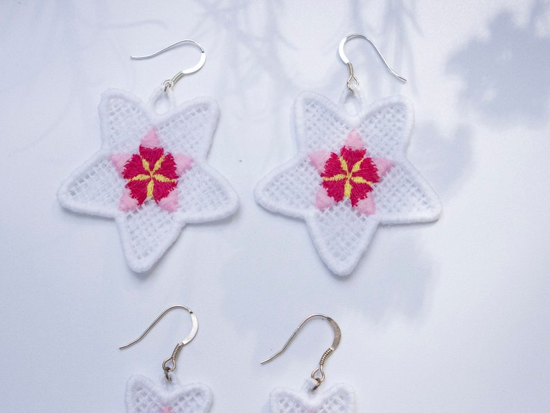 Hoya Bella Lace Earrings, Sustainably Made Floral Beauties, Sterling Silver, TENCEL image 10