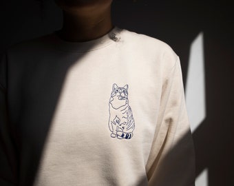 jersey de retrato de mascota personalizado, sudadera con capucha de gato de algodón orgánico, regalo para amantes de los perros, camiseta con arte lineal de la foto, suéter con imagen personalizada