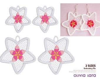 Hoya Bella Floral Earrings FSL Embroidery Design File, Floral Embroidery Design