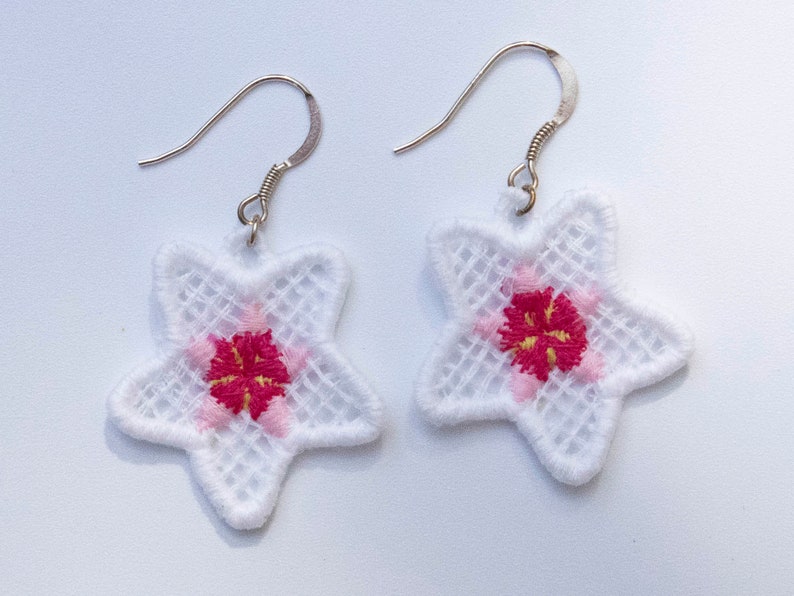 Hoya Bella Lace Earrings, Sustainably Made Floral Beauties, Sterling Silver, TENCEL image 9