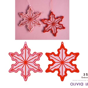 Christmas Star FSL Embroidery Design File: Xmas Decorations, FSL Earrings, Tree Ornaments