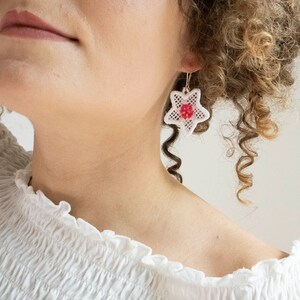 Hoya Bella Lace Earrings, Sustainably Made Floral Beauties, Sterling Silver, TENCEL image 4