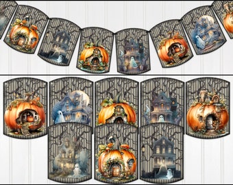 Halloween Banner, Garland, Halloween Bunting, Halloween Decor, Party Decorations. Two Sizes Available.