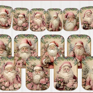 Pink Santa, Shabby Chic Pink Christmas Banner, Garland, Christmas Bunting, Snowman Banner, Two Sizes Available, Laminating Optional