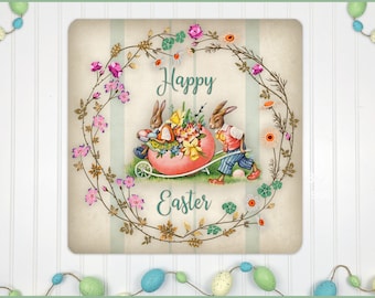 Vintage Style Easter Bunny Sign, Metal Sign, Easter Decor, Farmhouse Decor, Spring Decor
