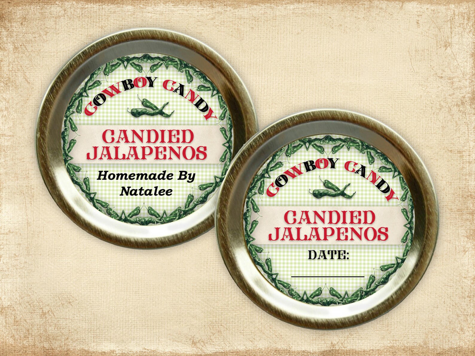 Canning Labels Candied Jalapenos Cowboy Candy Mason Jar Etsy