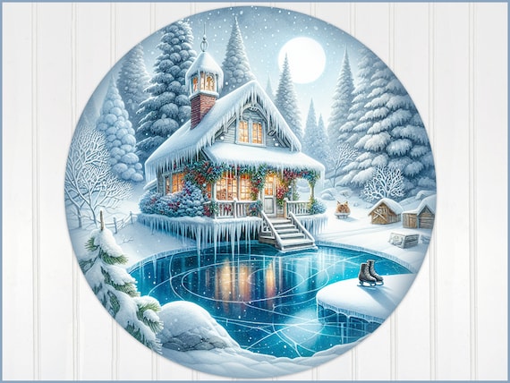 Winter Sign, Metal Sign, Wreath Sign, Round Sign, Winter Decor, Wall Sign, Wreath making sign