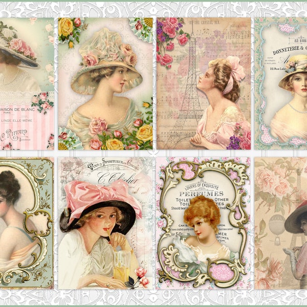 Vintage Style, Shabby Chic, Atc Cards, Tags, Scrapbook Supplies, Junk Journaling, Card Making, Supplies, Victorian Ladies