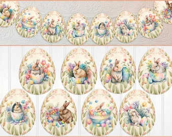 Easter Banner, Garland, Easter Bunting, Party Decor, Easter Eggs, Bunnies