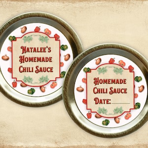 Canning Labels, Chili Sauce, Mason Jar labels, Cooking labels, Jar labels, Stickers, Kitchen labels, Personalized label