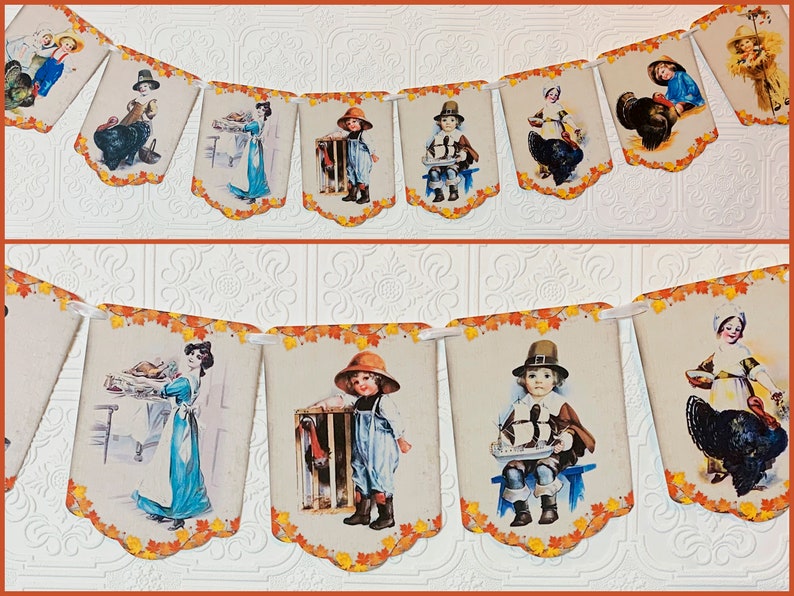 Vintage Style, Thanksgiving Banner, Garland, Thanksgiving Bunting, Party Decor image 1