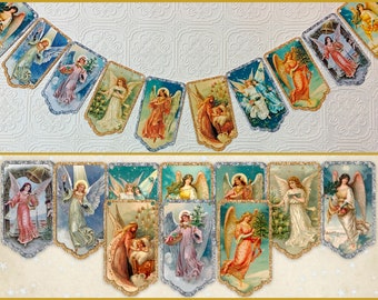 Vintage Style, Christmas Banner, Garland, Christmas Decor, Christmas Party Decorations, Victorian Angels