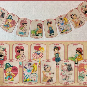 Vintage Style, Valentine&#39;s Day Banner, Garland, Valentine Bunting, Party Decor, Retro Style