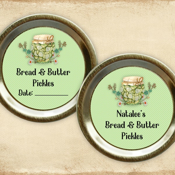 Canning Labels, Bread and Butter pickles, Mason Jar labels, Cooking labels, Jar labels, Stickers, Kitchen labels, Personalized label