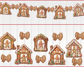 Gingerbread Men, Christmas Banner, Christmas Garland, Christmas Bunting, Party Decor, Kitchen Christmas Decor, Gingerbread