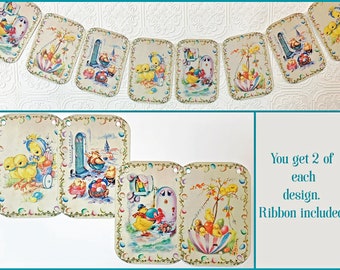 Vintage Style, Easter Banner, Garland, Easter Bunting, Party Decor, Retro Style