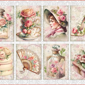 Vintage Style, Shabby Chic, Atc Cards, Tags, Scrapbook Supplies, Junk Journaling, Card Making Supplies, Card Toppers