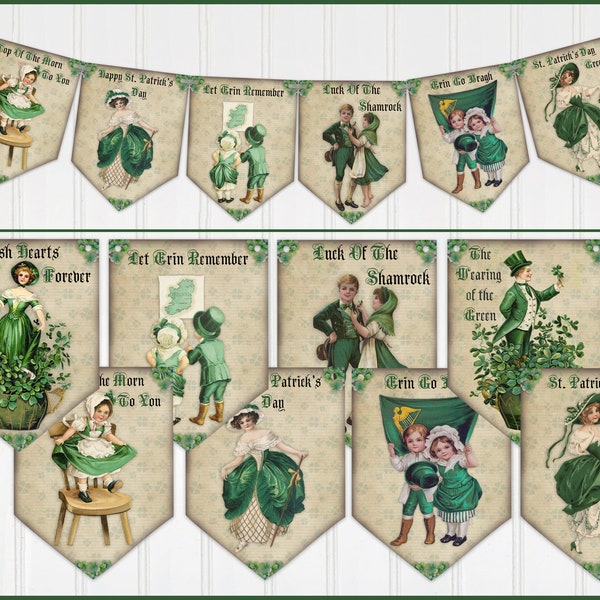 St. Patrick's Day Banner, St. Patrick's Day Party Banner, Garland, Bunting, St. Patrick's Day Decor, 2 Sizes Available, Laminating Optional