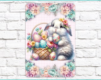 Cute Easter Bunny Sign, Metal Sign, Easter Decor, Farmhouse Decor, Spring Decor