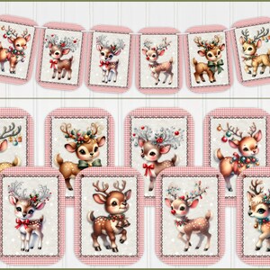 Country Christmas Banner, Garland, Christmas Bunting, Party Decor, Reindeer Banner, Two Sizes Available, Laminating Optional