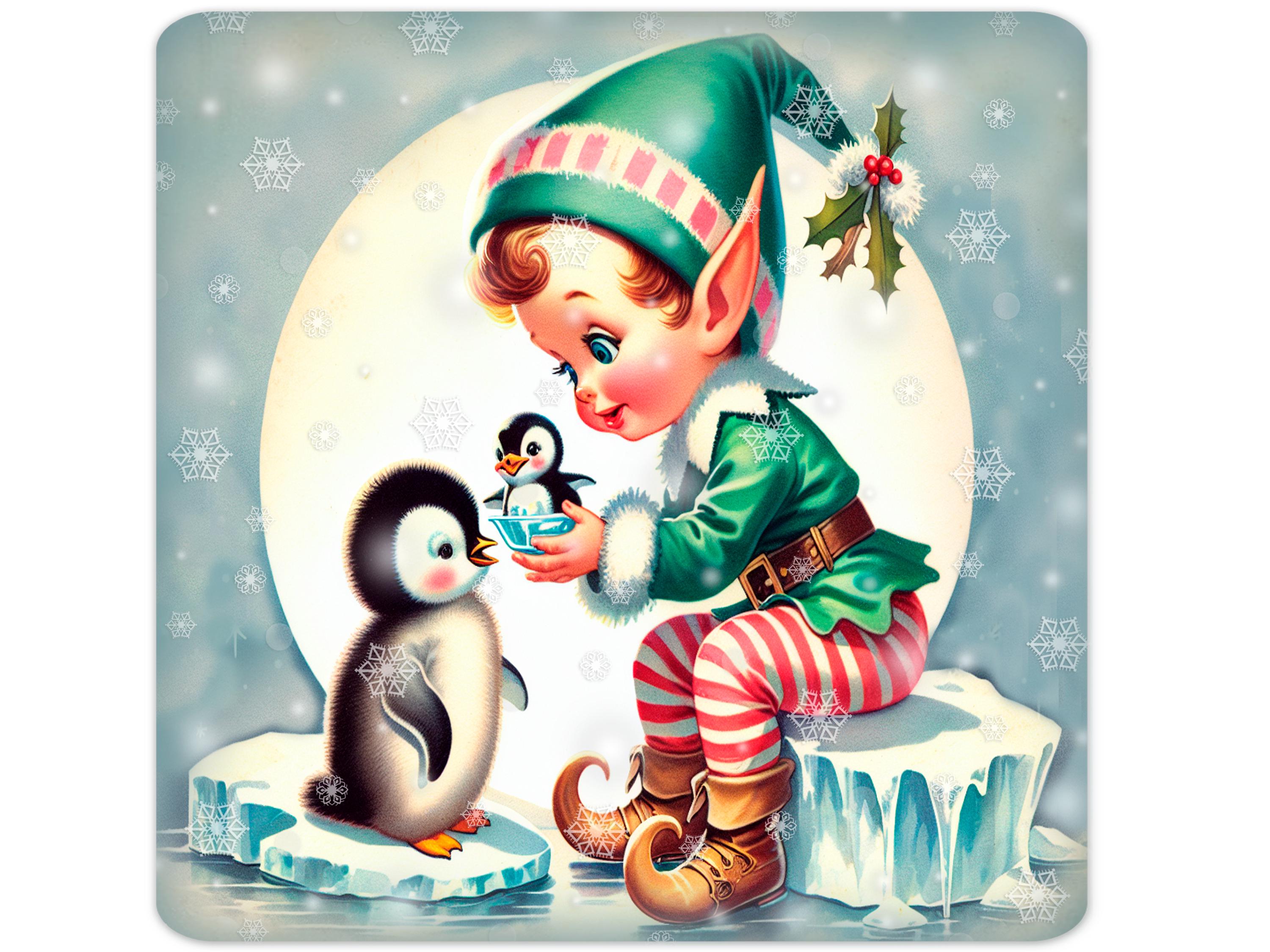Christmas Elf and Penguin Sign, Metal Sign, Winter Sign, Holiday Sign, Tier Tray decor, Wall Decor, Wreath making, Wreath Sign