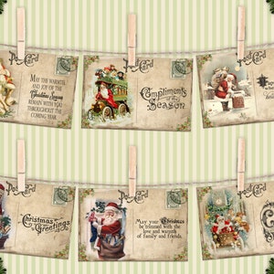 Vintage Style, Santa, Christmas Post Cards, Set of 6 With Envelopes, Christmas Greeting Cards