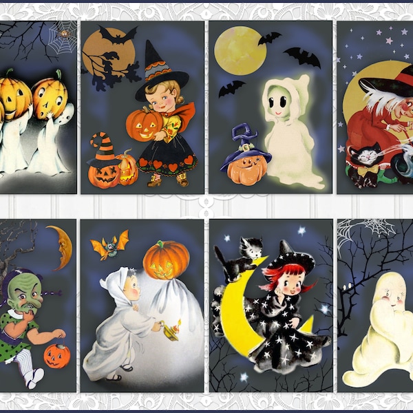 Retro Style, Halloween, Atc Cards, Tags, Scrapbook Supplies, Junk Journaling, Card Making Supplies