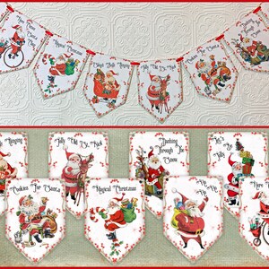 Vintage Retro Style, Christmas Banner, Christmas Garland, Christmas Decor, Christmas Party Decorations, Retro Santas, Laminated Optional