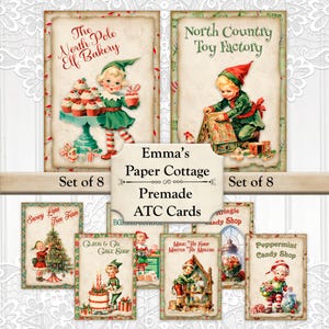 Christmas Elves, Christmas, Atc Cards, Tags, Scrapbook Supplies, Junk Journaling, Card Making Supplies, Christmas ATC, Card Toppers