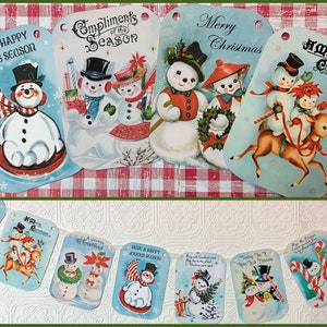 Vintage Style, Retro Style, Christmas Banner, Garland, Christmas Bunting, Retro Christmas, Party Decor, Snowmen