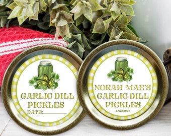 Canning Labels, Garlic Dill Pickles, Labels, Mason Jar labels, Jar labels, Stickers, Kitchen labels, Free Personalized Option