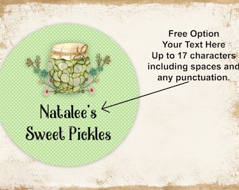 Canning Labels, Sweet pickles, Mason Jar labels, Cooking labels, Jar labels, Stickers, Kitchen labels, Personalized label