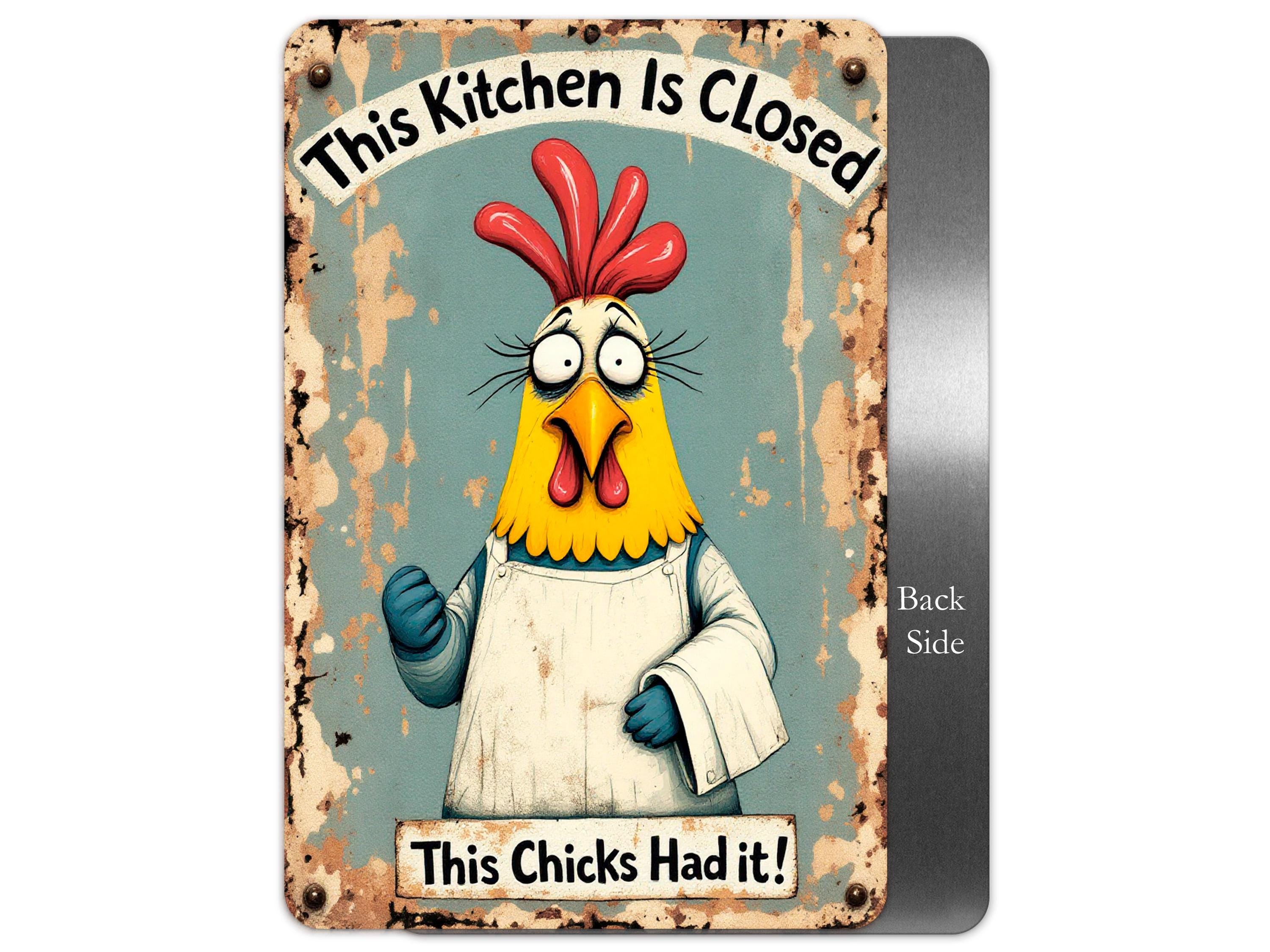Funny Chicken Sign, Metal Sign, Farmhouse Decor, Indoor or Outdoor Sign ...