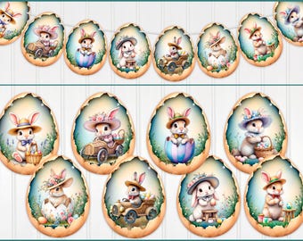 Easter Banner, Garland, Easter Bunting, Party Decor, Easter Eggs
