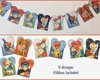 Vintage Style, Valentine's Day Banner, Garland, Valentine Bunting, Party Decor, Retro Style