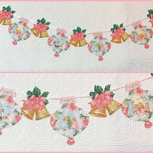 Vintage Retro Style, Christmas Banner, Garland, Christmas Decor, Christmas Party Decorations, Little Angels, Pink Christmas, Large Banner