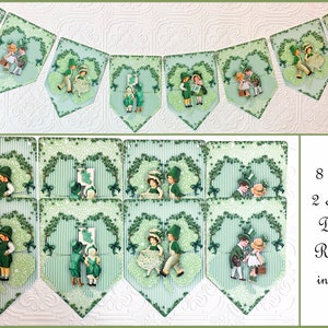 Vintage Style, Saint St. Patrick's Day Banner, Garland, St. Patrick's Bunting, Party Decor, Victorian Style, Victorian Children