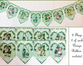 Vintage Style, Saint St. Patrick's Day Banner, Garland, St. Paddy's Bunting, Party Decor, Victorian Style, Victorian Children