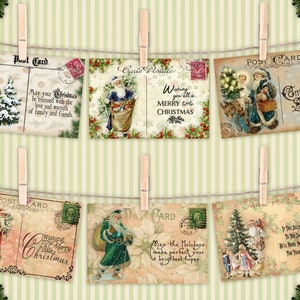 Vintage Style, Santa, Christmas Post Cards, Set of 6 With Envelopes, Christmas Greeting Cards, Old World Santa