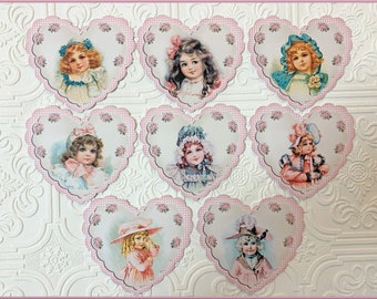 Vintage Style, Card Making, Junk Journaling, Victorian Girls, Die-Cuts, Valentine Hearts