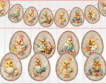 Easter Banner, Garland, Easter Bunting, Party Decor, Easter Eggs, Easter Chicks
