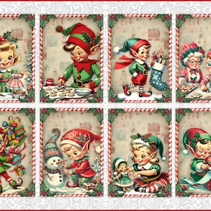 Retro Christmas, Atc Cards, Tags, Scrapbook Supplies, Junk Journaling, Card Making, Christmas ATC, Card Toppers