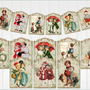 Christmas Banner, Vintage Style Banner, Christmas Banner, Christmas Bunting, Christmas Garland. Two Sizes Available