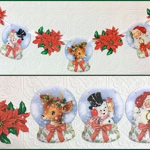 Vintage Retro Style, Christmas Banner, Christmas Garland, Christmas Decor, Christmas Party Decorations, Retro Style