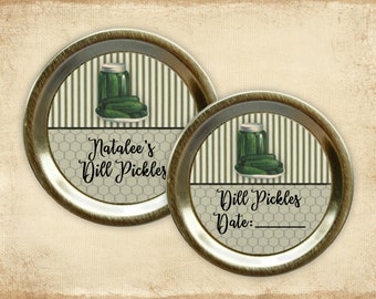 Canning Labels, Dill Pickles, Mason Jar labels, Cooking labels, Jar labels, Stickers, Kitchen labels, Personalized label