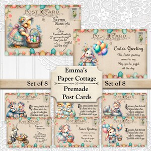 Easter Post Cards, Set of 8 With or Without Envelopes, Easter Greeting Cards