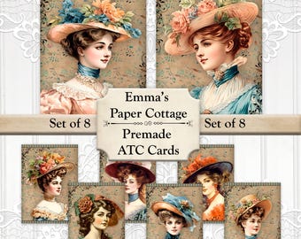 Vintage Style, Shabby Chic, Atc Cards, Tags, Scrapbook Supplies, Junk Journaling, Card Making Supplies, Victorian Ladies, Card Toppers